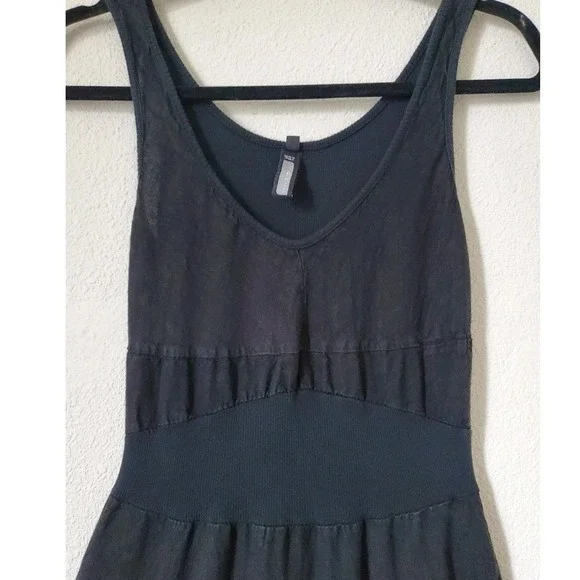 Inizio Italy Black 100% Linen Lagenlook Bubble Hem Midi Dress Womens S Art  Wear - Picture 3 of 13